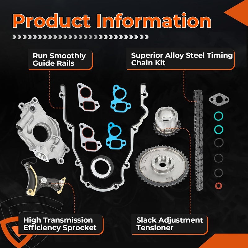 GEARCESS M295HV High Volume LS Oil Pump Timing Chain Kit with Gasket 5.3 6.0, Fit For Chevy Silverado Tahoe Avalanche Suburban, Fit For GMC Sierra Yukon, Fit For Cadillac, 4.8L 5.3L 6.0L 6.2L Pump Chain - Image 5